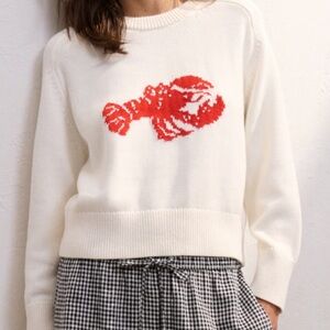 Abercrombie & Fitch White Sweater with Red Lobster